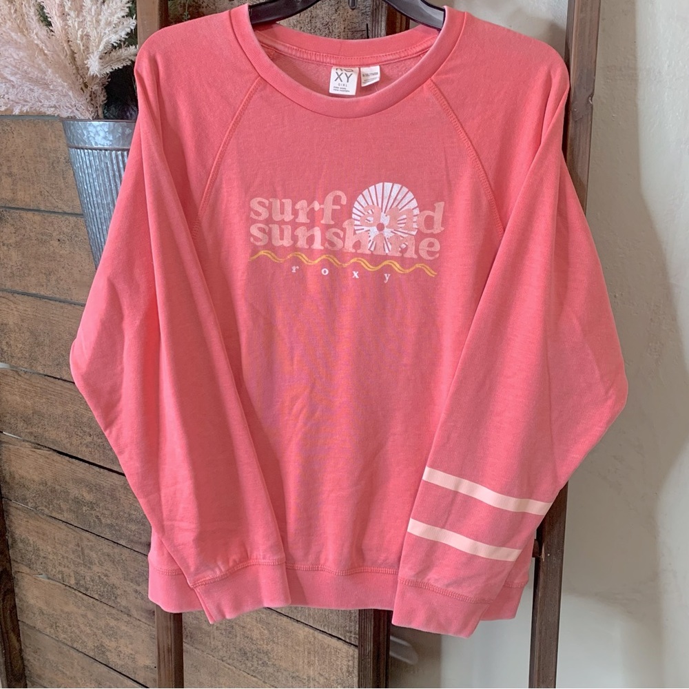 Roxy XXL Kids pink crew neck NWT